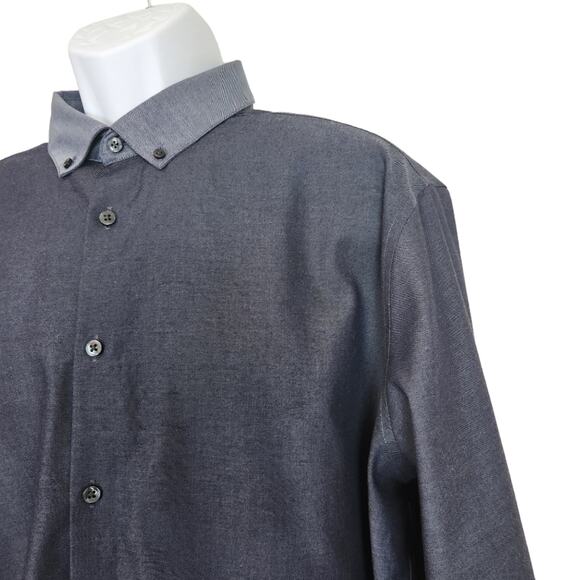 Calvin Klein Dress Shirt Mens 18 Collar Slim Fit Blue Contrast Collar - Picture 4 of 9